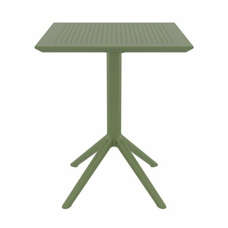 FINE-LINE 24 in. Sky Square Folding Dining Table Olive Green FI2855712